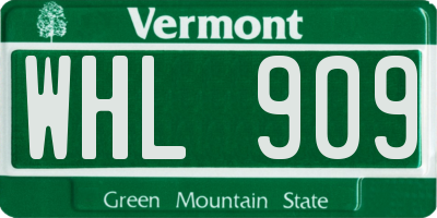VT license plate WHL909