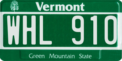 VT license plate WHL910
