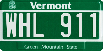 VT license plate WHL911