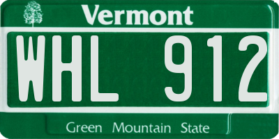 VT license plate WHL912