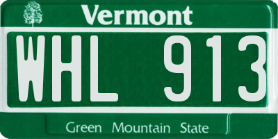 VT license plate WHL913