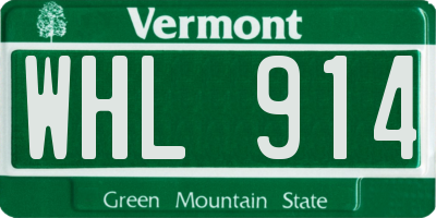 VT license plate WHL914