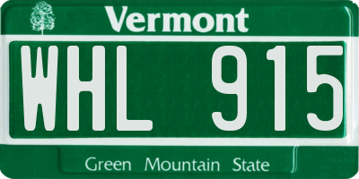 VT license plate WHL915