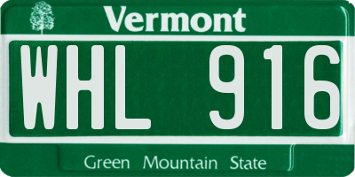 VT license plate WHL916