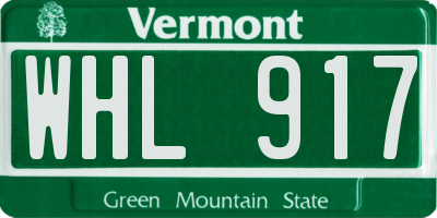 VT license plate WHL917