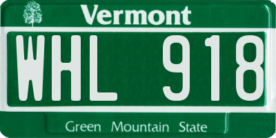 VT license plate WHL918