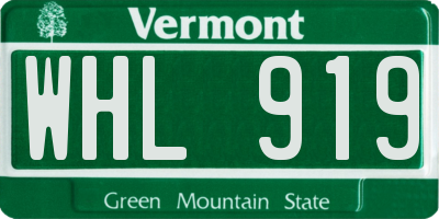 VT license plate WHL919