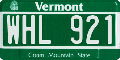 VT license plate WHL921