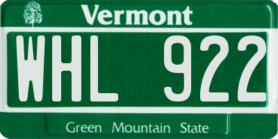 VT license plate WHL922