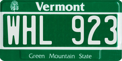 VT license plate WHL923