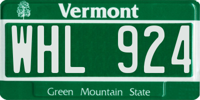VT license plate WHL924