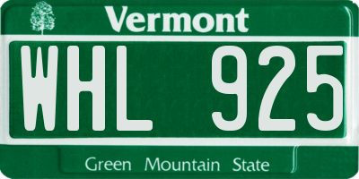 VT license plate WHL925