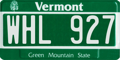 VT license plate WHL927