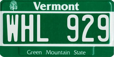 VT license plate WHL929