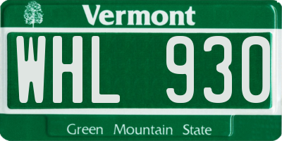 VT license plate WHL930