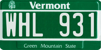 VT license plate WHL931