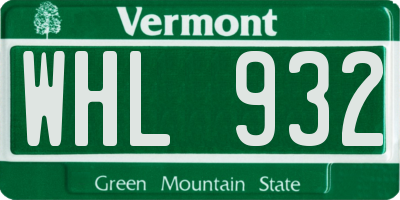 VT license plate WHL932