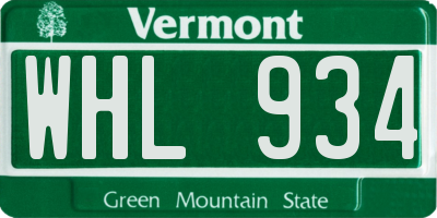 VT license plate WHL934