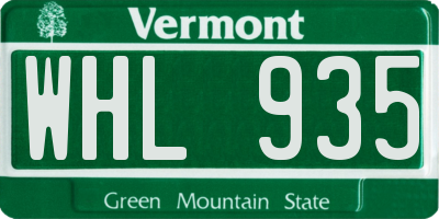 VT license plate WHL935