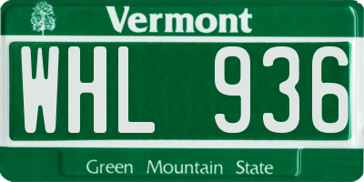 VT license plate WHL936