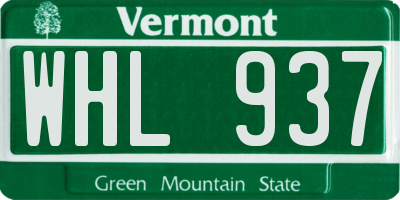 VT license plate WHL937