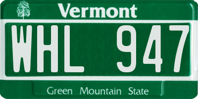 VT license plate WHL947