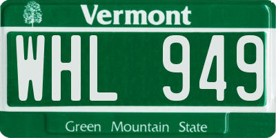 VT license plate WHL949