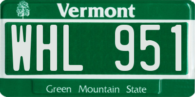 VT license plate WHL951