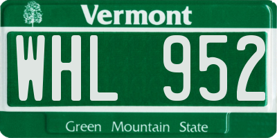 VT license plate WHL952