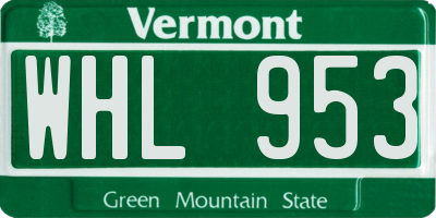 VT license plate WHL953