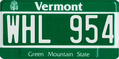 VT license plate WHL954