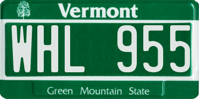 VT license plate WHL955