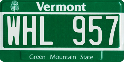 VT license plate WHL957