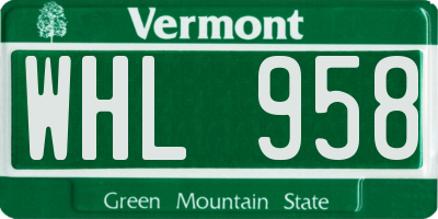 VT license plate WHL958