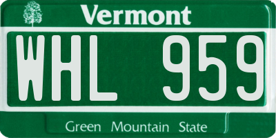 VT license plate WHL959