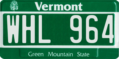 VT license plate WHL964
