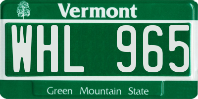 VT license plate WHL965
