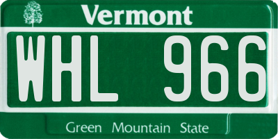 VT license plate WHL966