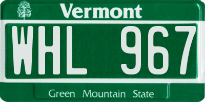 VT license plate WHL967