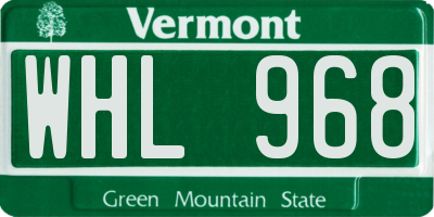 VT license plate WHL968