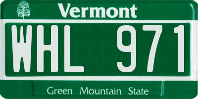 VT license plate WHL971