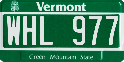 VT license plate WHL977