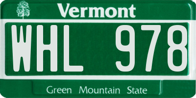 VT license plate WHL978