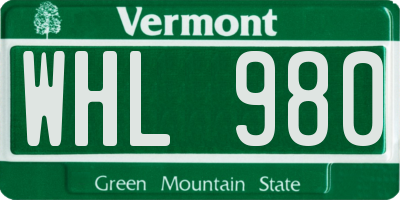 VT license plate WHL980