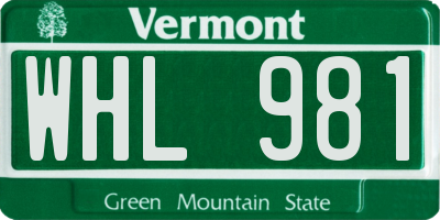 VT license plate WHL981