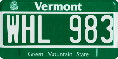 VT license plate WHL983