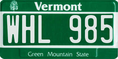 VT license plate WHL985
