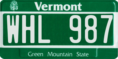 VT license plate WHL987