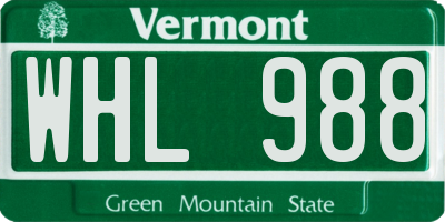 VT license plate WHL988