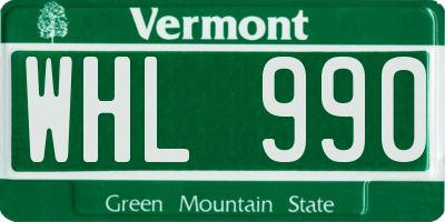 VT license plate WHL990